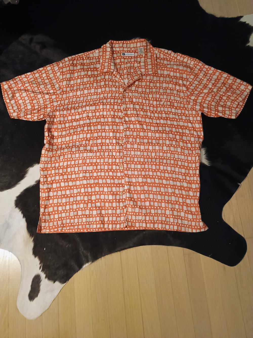 Bacharach 100%Silk Men's Orange Patterned Short-Sleeve Shirt